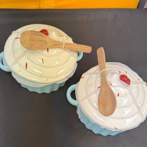 Maison Home Ceramic Casserole Dishes with Wooden Spoons dessert bowl hand wash